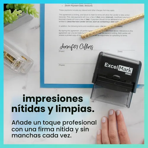 Vista 3 de ExcelMark Sello de firma personalizado, autoentintado, extra grande