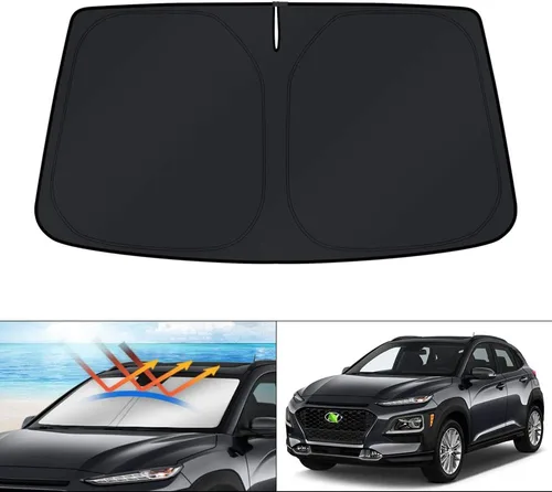 Vista 98 de KUST - Parasol plegable para parabrisas para BMW X1 E84, accesorios 2011 2012 2013 2014 2015, protector de visera de sol ajustable que bloquea