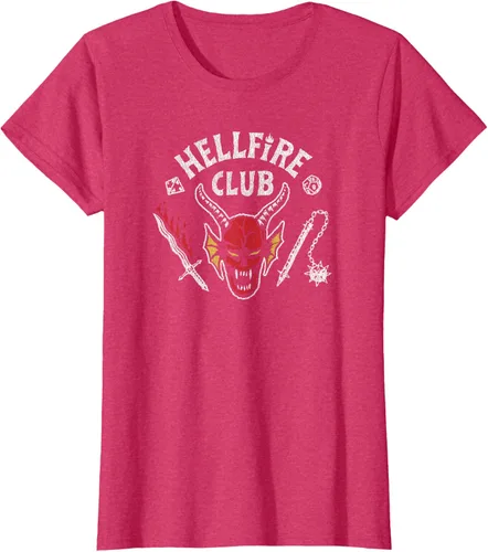 Vista 6 de Stranger Things 4 Camiseta Hellfire Club con Calavera y Armas Negro