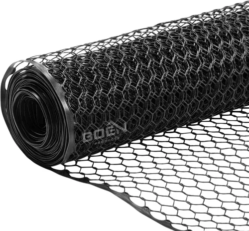 Vista 20 de Boen Malla hexagonal de plástico para aves de corral, barrera temporal de alambre de pollo para patio (2 x 25 pies, negro)