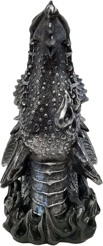 Vista 5 de DWK Estatua de quemador de incienso con cabeza de dragón mítica gótica medieval, de 12 pulgadas, con ventilación de humo de fosa nasal, acabado