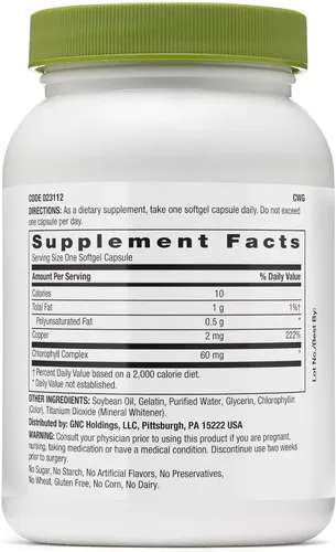 Vista 2 de GNC Superfoods Triple Clorofila, 90 cápsulas blandas