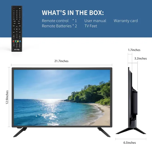 Vista 3 de ATYME Televisor Monitor LED HD de 720p a 60Hz de 24 pulgadas clase, Pantalla Plana, Televisión No Inteligente, Clase de 24", 60Hz, LED HDTV con 1