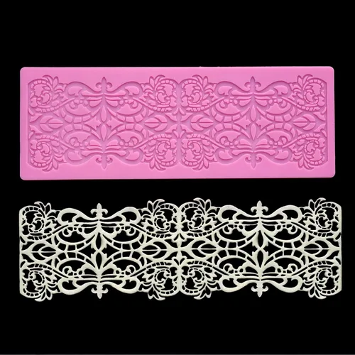 Vista 5 de Fleur de lis - Molde de encaje para tartas, moldes de encaje de silicona para decoración de pasteles, decoración de cupcakes