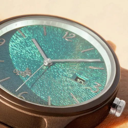 Vista 7 de Opis UR-U1 Reloj Artsy UnisexFemenino de MaderaReloj de Pulsera para HombreReloj de Madera para MujerHombre Hecho con Cara Única en Relieve