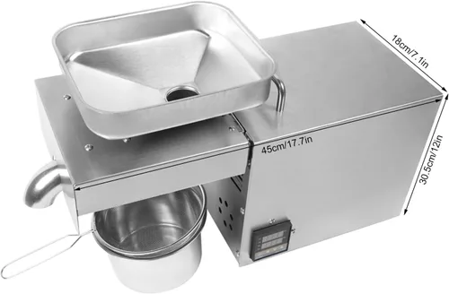 Vista 5 de Máquina de prensa de aceite comercial de 1500 W, expel, acero inoxidable de grado alimenticio, máquina de prensado de aceite de semillas de nueces