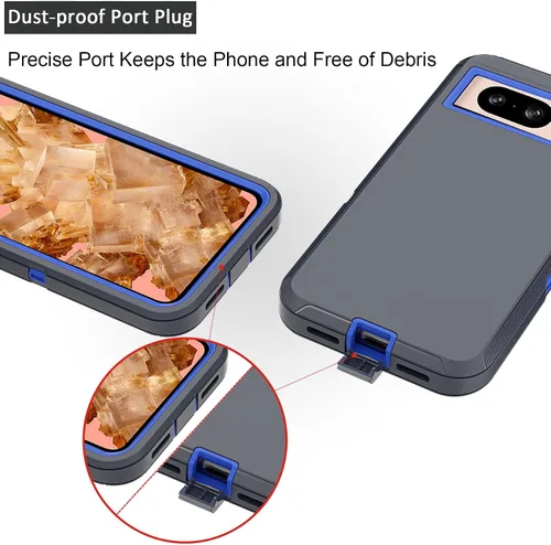 Vista 4 de Funda compatible con Google Pixel 8, con clip para cinturón, resistente, a prueba de golpes, protección de cuerpo completo, con función atril