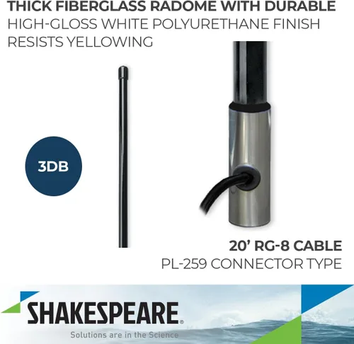 Vista 3 de Shakespeare Antena marina 5401-XT Galaxy Black de 4 pies