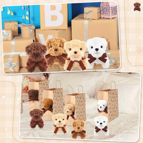 Vista 5 de HyDren Juego de 96 piezas de juguetes de peluche pequeños para perros de 4.7 pulgadas, bolsas de papel de peluche pequeños, tarjetas de adopción