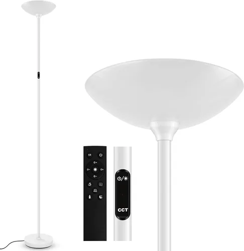 Vista 14 de Lámpara de pie, lámpara de pie, lámpara de pie LED Torchiere de 20 W, 2000 lm, regulable continuo, control táctil, luz diurna de 3000 K, vida útil