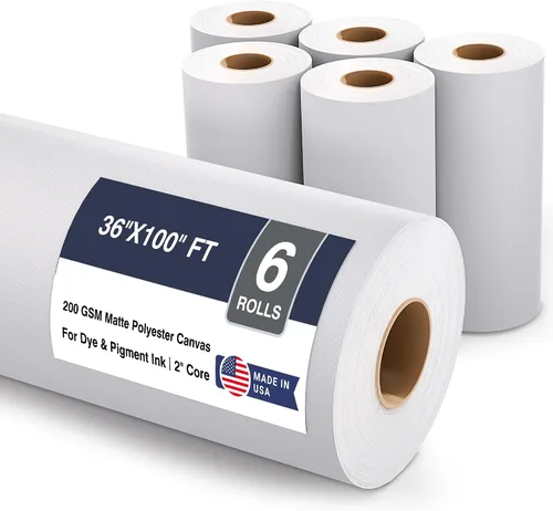 Vista 34 de B.B.F MAKE Matte Inkjet Canvas Roll for Wide-Format Plotter Printers