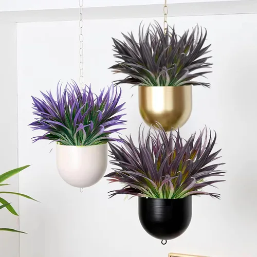 Vista 3 de 8 piezas de plantas falsas para exteriores, resistentes a los rayos UV, plantas de césped alto artificiales, flores tropicales, arbustos, decoración
