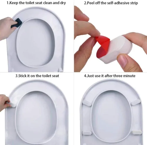 Vista 5 de FOOFOO Parachoques de asiento de inodoro para bidé con adhesivo fuerte, color blanco, paquete de 4