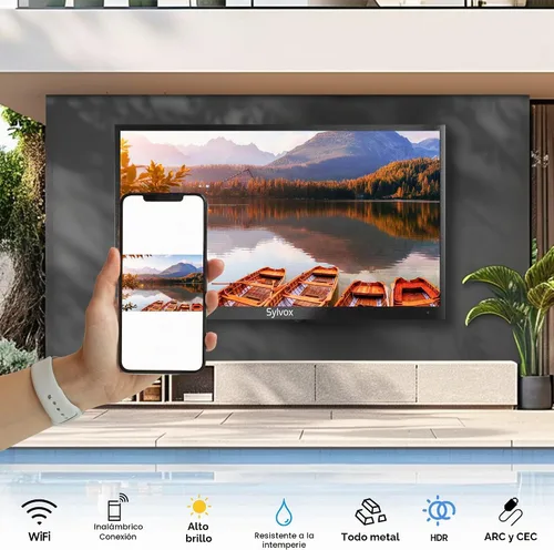 Vista 7 de SYLVOX Nueva TV inteligente para exteriores de 43”, Rendimiento impermeable superior, Acabado mate mejorado para efecto antirreflejos mejorado