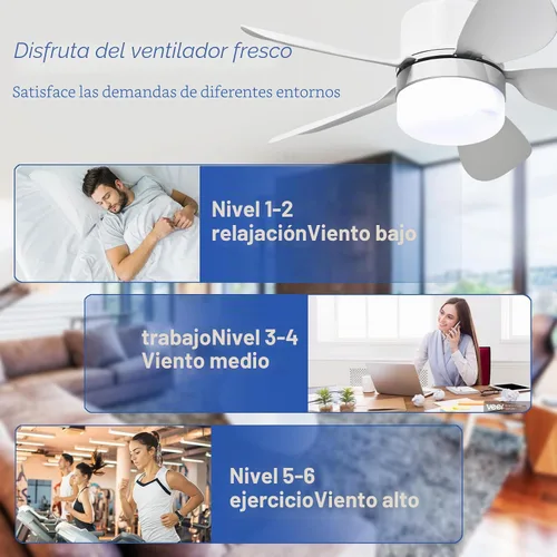 Vista 4 de Luz de ventilador de enchufe con control remoto, ventilador de techo Blanco