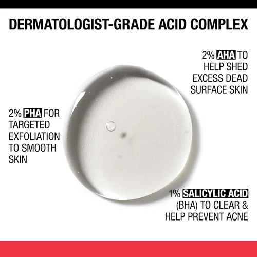 Vista 3 de Neutrogena Stubborn Texture Limpiador facial diario para acné, lavado facial de ácido salicílico + ácidos glicólicos y polihidroxi, sin fragancia