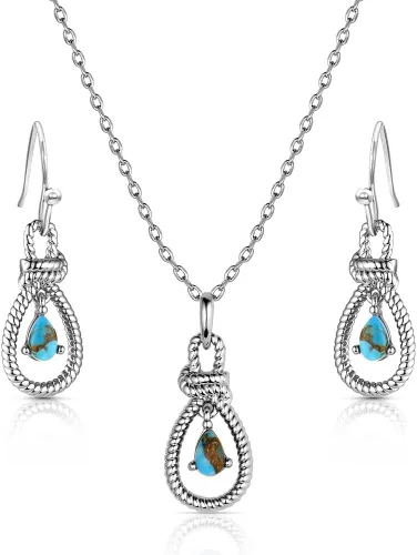 Vista 16 de Montana Silversmiths Conjunto de joyería de estilo occidental con turquesa elaborada a mano: aretes y collar