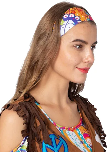 Vista 5 de Spooktacular Creations Peace Love - Disfraz hippie feliz de los años 6070 para mujer con accesorios hippie para fiestas de disfraces de Halloween