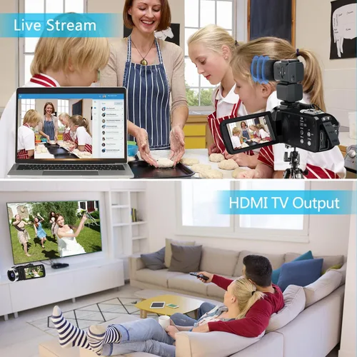 Vista 9 de Cámara de video 4K videocámara 48MP 30FPS IR visión nocturna WiFi grabadora de cámara, zoom digital 18X, pantalla táctil de 3 pulgadas, cámara