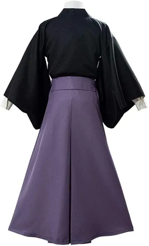 Vista 2 de Costribe Anime Cosplay traje conjunto completo falda púrpura con peluca cara pegatinas ajustable gorra