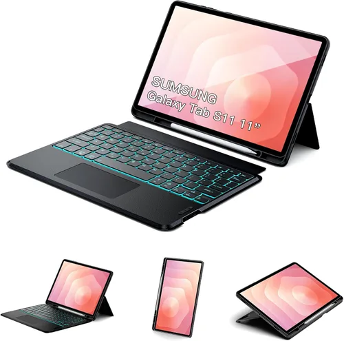 Vista 11 de Funda de teclado desmontable magnética para Samsung Galaxy Tab S6 Lite de 10,4 pulgadas 7Color Backlit Bluetooth Trackpad Keyboard