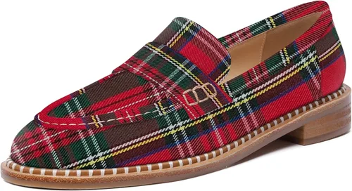 Vista 18 de FOGEENA Mocasines de tacón bajo para mujer, estilo casual, puntera redonda, de charol grueso, de 1 pulgada