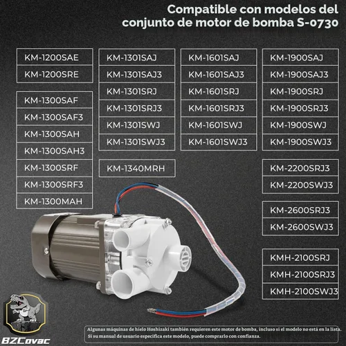 Vista 2 de S-0730 Bomba de agua para Hoshizaki, conjunto de bomba de motor de máquina de hielo con cable y kit de servicio de enchufe