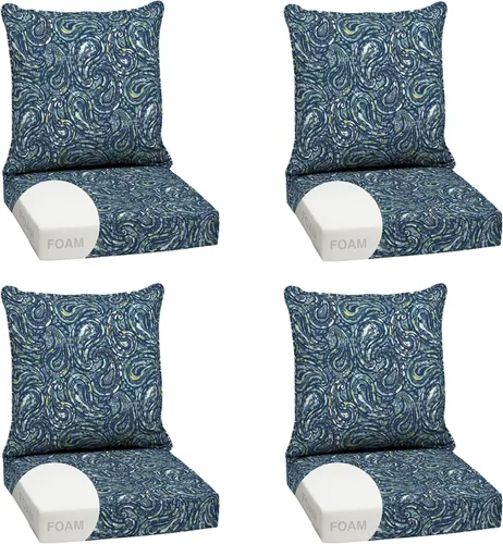 Vista 48 de Arden - Juego de cojines de asiento profundo para exteriores, espuma, 24x24, azulejos Alana