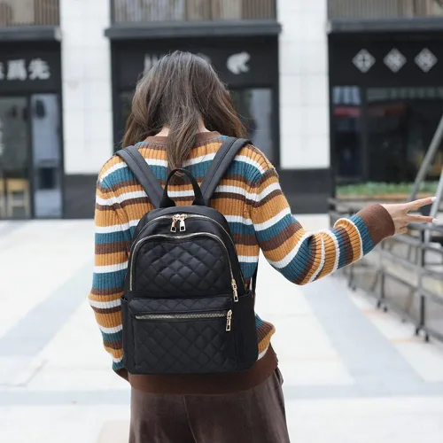 Vista 7 de PAOIXEEL Mochila pequeña y ligera para mujer, resistente al agua, mini mochila antirrobo para niñas, mochila de viaje, Negro, S, Ciclismo