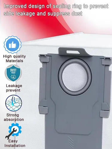 Vista 3 de Paquete de 12 bolsas de polvo al vacío para Roborock serie Q10/Q8/Q7/Q5/S8/S7/G10 12 bolsas para la serie S/Q