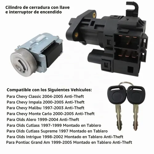 Vista 2 de 12458191 12533953 15822350 19168637 Cilindro de bloqueo con llave e interruptor de encendido para Pontiac Grand Prix 2004-2006 3.8L 5.3L