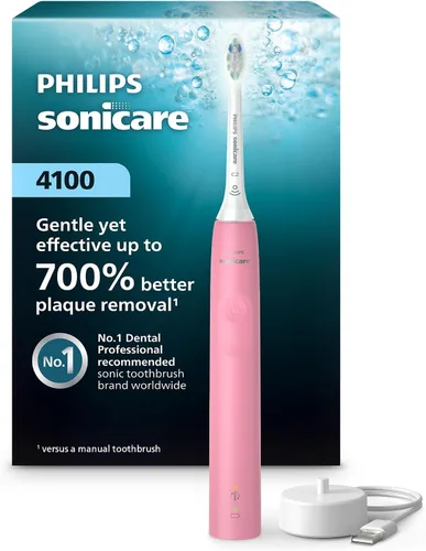 Vista 12 de Philips Sonicare 4100 HX3681/24 - Cepillo de dientes eléctrico recargable con sensor de presión, color negro 700% More Plaque Removal¹, Pressure