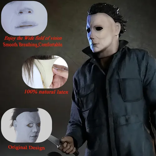 Vista 3 de Máscara de Michael Myers máscaras de Micheal Myers para adultos espeluznante micheal myers Halloween máscara original de Michael Myers máscara