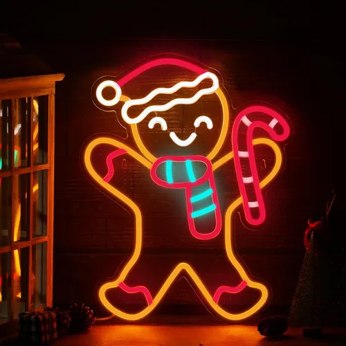 Vista 12 de Xuhal Letrero de neón de campana de Navidad, luces de neón de Navidad, señal LED iluminada por USB para decoración de pared, barra, sala de estar