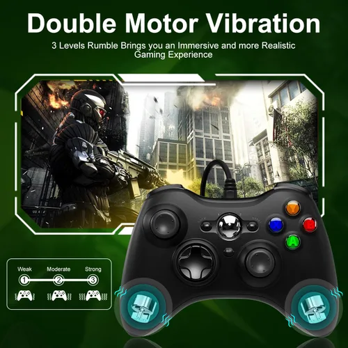 Vista 4 de Wired Xbox One Controller, Compatible with Xbox One Controller, Xbox One Wired Controller with 3.5mm Audio Headphone Jack Double Shock Wired Xbox