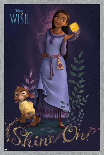 Vista 15 de Trends International Disney Wish - Póster de pared Asha, 22.4 pulgadas de largo x 14.7 pulgadas, versión enmarcada en madera de granero