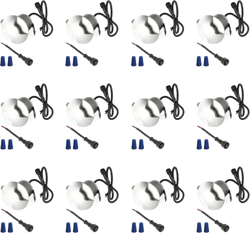 Vista 8 de Kit de luces LED para escalón/cubierta, paquete de 6 luces empotradas de bajo voltaje, CC de 12 V, luces empotradas impermeables IP67, iluminación