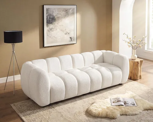 Vista 12 de VANOMi Sofá Boucle de Gran Tamaño de 88", Sofá Moderno Tapizado Acolchado Tipo Nube, Sofá Boucle de Asiento Profundo, Acogedor Sofá Moderno de 3