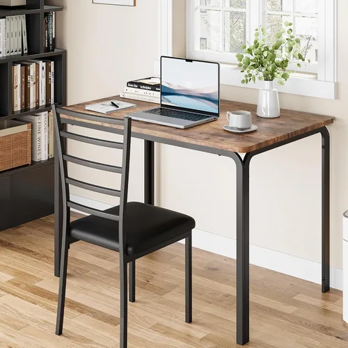Vista 5 de Juego de mesa de comedor para 4, mesa de cocina y sillas para 4, juego de mesa de comedor de cocina de 5 piezas, mesa de comedor rectangular moderna