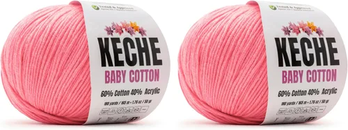 Vista 42 de Keche Hilo de Algodón, 60% Algodón 40% Hilo Acrílico, Hilo de Algodón Suave para Crochet y Tejer, Hilo Amigurumi 1 Madeja/Bola 1.76 Oz (50g) / 180