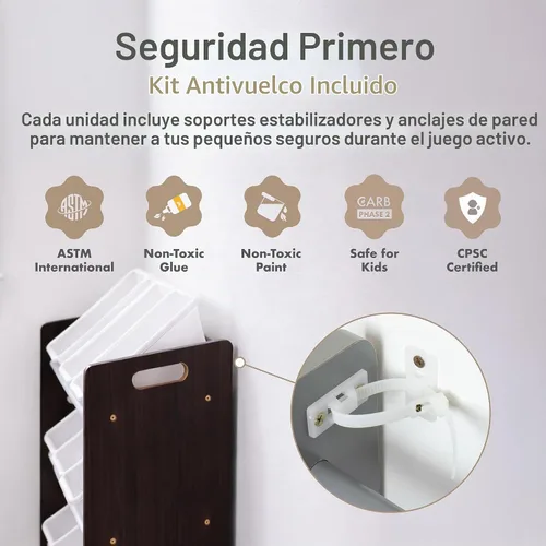 Vista 7 de Humble Crew Organizador de almacenamiento de juguetes con 9 contenedores de Espresso/Blanco