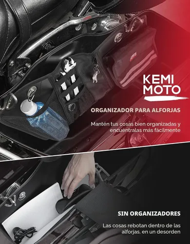 Vista 2 de KEMIMOTO Paquete de 2 organizadores de alforjas para motocicleta