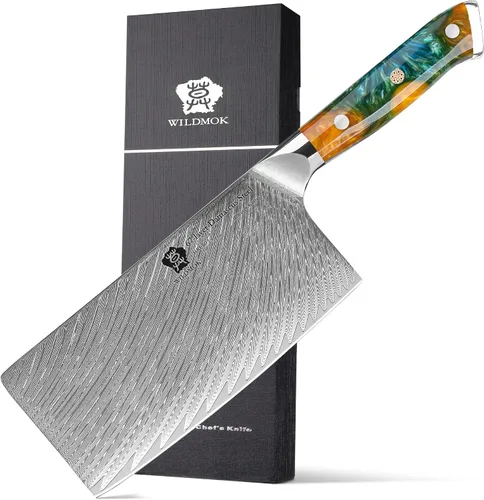 Vista 13 de WILDMOK Cuchillo deshuesador japonés de Damasco de 7 pulgadas, grado profesional, mango de espiga completa de resina Negro