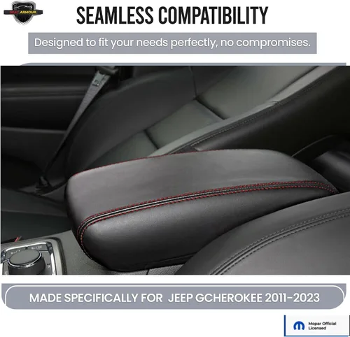 Vista 4 de Cubierta de reposabrazos de consola premium para Jeep Grand Cherokee 2011-2019 – Protector de tapa de consola suave, lavable a máquina – Fácil
