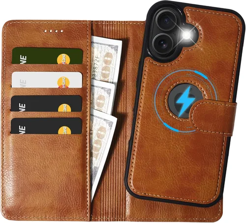 Vista 10 de Funda de piel sintética 2 en 1 para iPhone 13 PRO MAX, funda de piel sintética desmontable con soporte para tarjetas, funda extraíble con bloqueo
