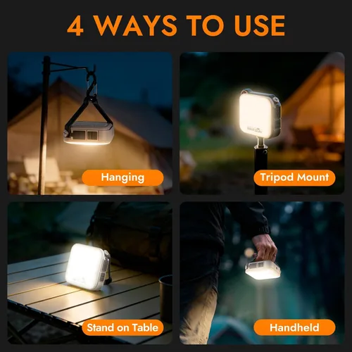 Vista 8 de WARSUN Linterna solar recargable, linterna LED de campamento de 1000 lúmenes, luz esencial de campamento, linterna de emergencia portátil de larga