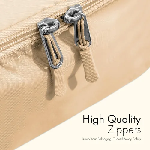 Vista 6 de Juego de 8 cubos de embalaje para viajes, no fabricados en China, bolsas organizadoras de equipaje y maleta, nailon ligero e impermeable, color beige