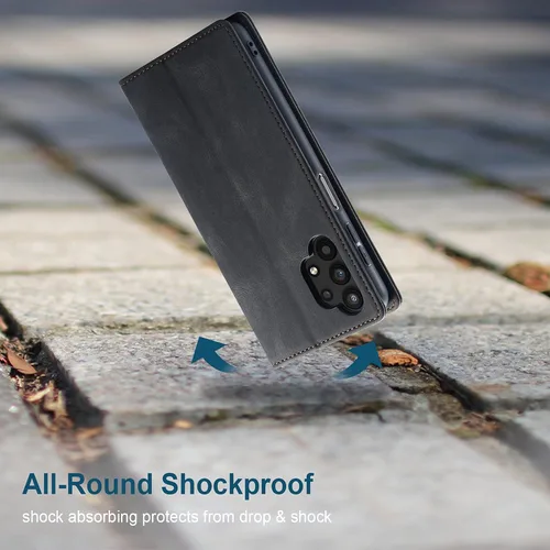 Vista 6 de Funda tipo cartera para Samsung Galaxy A32 5G con bloqueo RFID, tarjetero y función atril magnético, funda de cuero con tapa para Galaxy A32 5G