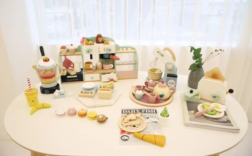 Vista 5 de Tender Leaf Toys - Macarons de animales - 5 macarons de madera con temática de animales para fiesta de té, juguetes pequeños para bolsas