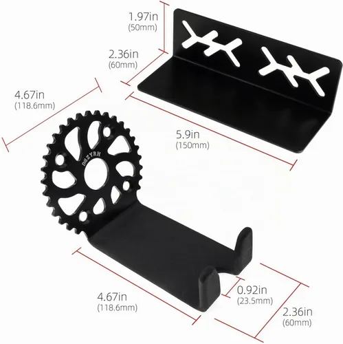 Vista 4 de MZYRH Soporte de pared resistente para bicicleta, acero inoxidable, 1 paquete, negro Negro 1 paquete
